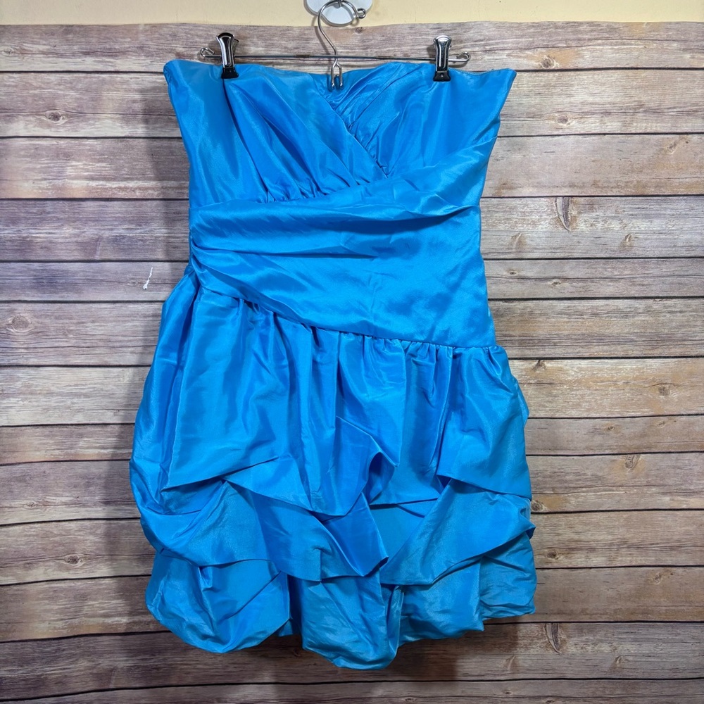 Aquamarine Vintage 80's Dress Strapless Cocktail Homecoming Prom Formal Large